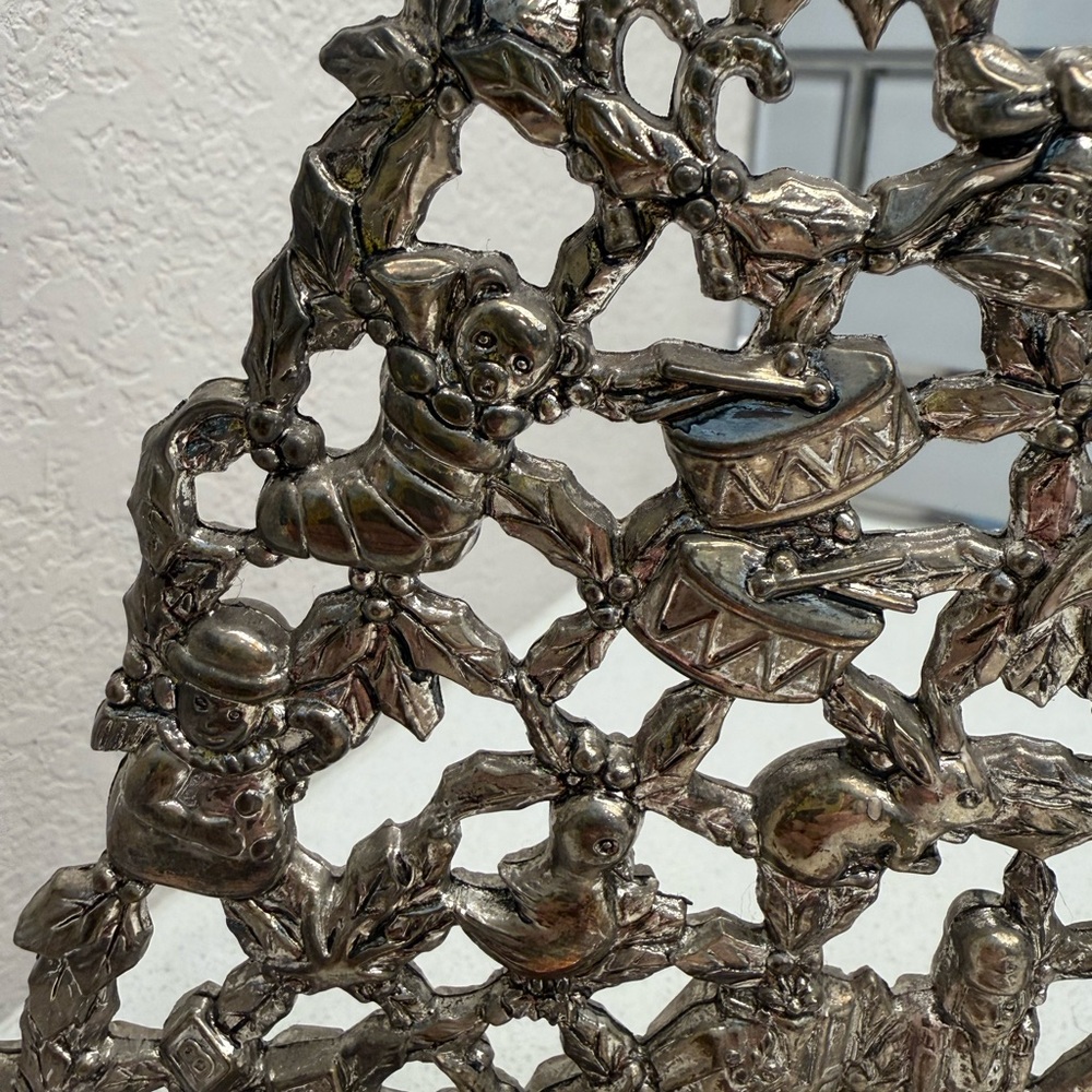 Vintage Enesco Silver Plated Christmas Tree Candle Holders Filigree-style Retro - Picture 12 of 16